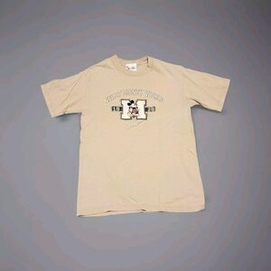 Walt Disney 1928 World Mickey Mouse T Shirt Embroidered Tan Beige Small